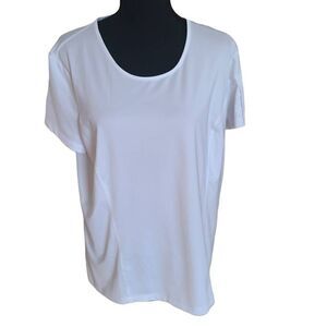 Jamie Sadock Womens High Low Hem Round Neck Short Sleeve T-Shirt White Large